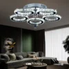 Modern Pendant Light Led Crystal Ring Ceiling Lamp Living Dining Room