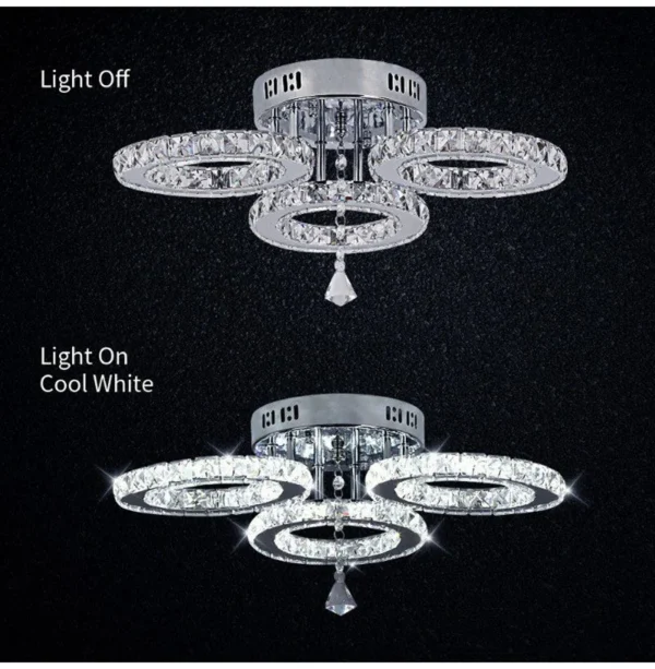 Modern Pendant Light Led Crystal Ring Ceiling Lamp Living Dining Room