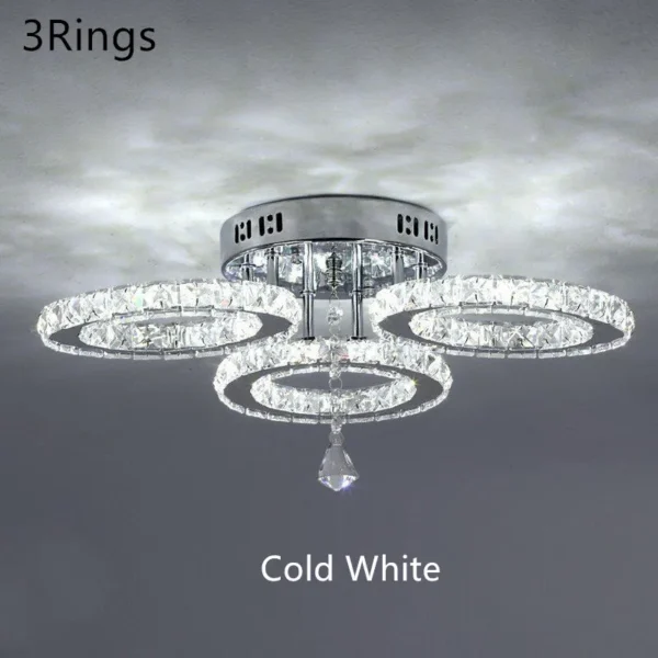 Modern Pendant Light Led Crystal Ring Ceiling Lamp Living Dining Room