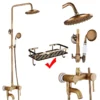 Antique Brass Shower Faucets Set 8'' Rainfall Shower Head Brass Handshower Dual Handle Mixer Tap Rotation Bath Shower Faucet