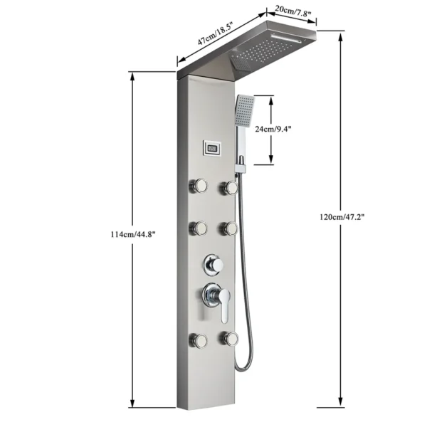 H770f38f605894a81a043b5b90843bb14D.webp LED Shower Panel Waterfall Rain Digital Display Shower Faucet System Set Bathroom Column Mixer With SPA Massage Jet