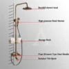 Antique Brass Shower Faucets Set 8'' Rainfall Shower Head Brass Handshower Dual Handle Mixer Tap Rotation Bath Shower Faucet
