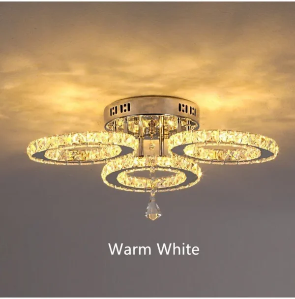 Modern Pendant Light Led Crystal Ring Ceiling Lamp Living Dining Room