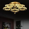 Modern Pendant Light Led Crystal Ring Ceiling Lamp Living Dining Room