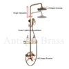 Antique Brass Shower Faucets Set 8'' Rainfall Shower Head Brass Handshower Dual Handle Mixer Tap Rotation Bath Shower Faucet