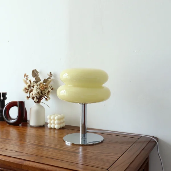 Macaron Glass Table Lamp Trichromatic Dimming Living Room Atmosphere Lamps Eye Protection Decor
