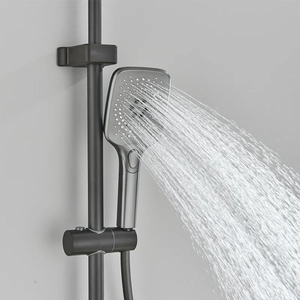 Gun Grey Piano Digital 4 Function Shower Set Bathroom Faucets Hot Cold Waterfall Digtial Display Tap Rainfall Shower System