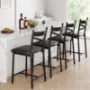 Bar Stools Set of 4, Counter Height Bar Chairs with Back and Thick Cushion, 26 Inch