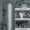 Gun Grey Piano Digital 4 Function Shower Set Bathroom Faucets Hot Cold Waterfall Digtial Display Tap Rainfall Shower System
