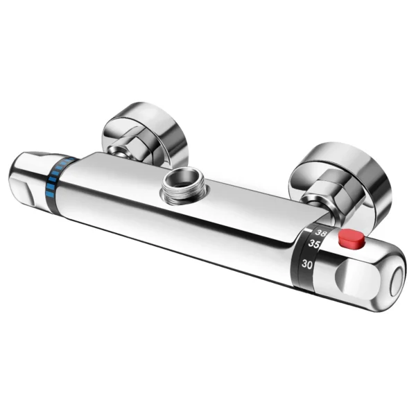 Bathroom Thermostatic Shower Faucet Brass Chrome Mixer Value Dual Handle Temperature Control Bathtub Shower Faucet Wall Mounted