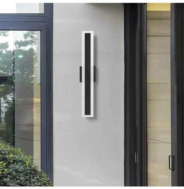 S07e93d37de044f9c98cac638d48b61f8K.webp Outdoor Porch Light Waterproof Rust Resistant Stainless Steel Sconces Black Long-strip Style Lighting Fixture