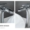 Modern White Bathroom Faucet Waterfall faucets Single Hole Cold and Hot Water Tap