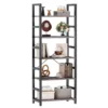 Wooden Storage Standing 5 Tiers Display Bookshelf Sturdy Structure Graduated Shelves Adjustable Feet for Living Room