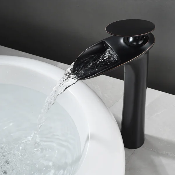 Modern White Bathroom Faucet Waterfall faucets Single Hole Cold and Hot Water Tap