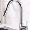 Stainless Steel Kitchen Faucet Single Hole Pull Out Spray 360° Swivel Sink Faucet High Arc Modern Design
