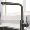 Kitchen pull-out faucet 304 stainless steel hot and cold faucet black sink faucet with two levels of water outlet