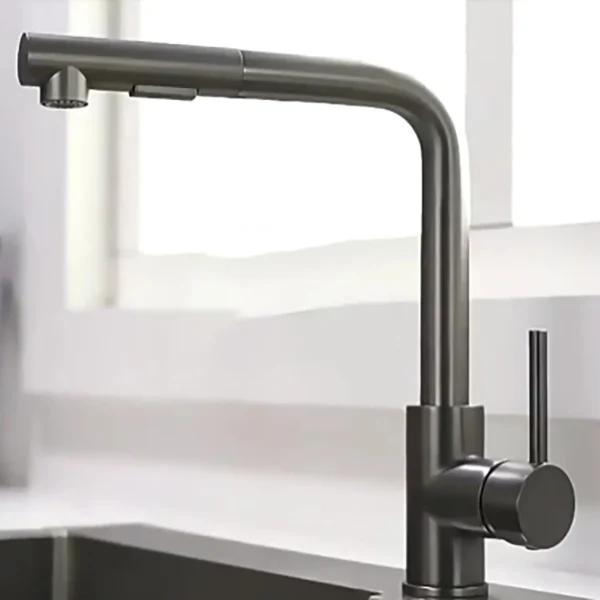 Kitchen pull-out faucet 304 stainless steel hot and cold faucet black sink faucet with two levels of water outlet