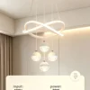 S0bb586a131794beda61263b388814949l.webp LED Pendant Light Three Color Temperatures 4 Crystal Balls Soft Light Adjustable Suspension Line Home Ceiling Lights for Living