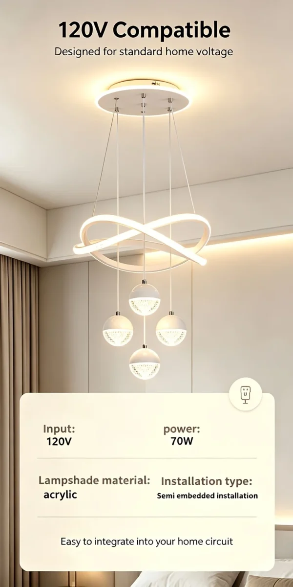 S0bb586a131794beda61263b388814949l.webp LED Pendant Light Three Color Temperatures 4 Crystal Balls Soft Light Adjustable Suspension Line Home Ceiling Lights for Living