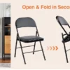 S0cd9c77c8a9e4f72ab020827109d4037N.webp Leather Padded Folding Chair 4 Pack Sturdy Metal Living Room Rocking Dinner Chairs Easy to Use Storage Outdoor Home Office