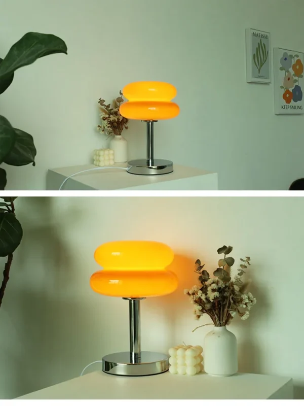 Macaron Glass Table Lamp Trichromatic Dimming Living Room Atmosphere Lamps Eye Protection Decor