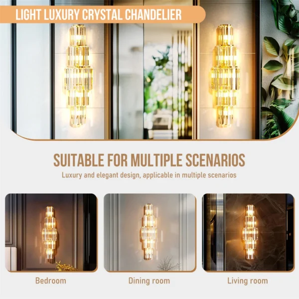 S0fb4c9d4cfc54e88855842664aafdaba7.webp Modern Crystal Wall Lamp 3-Layer Wall Crystal Sconce Light E14 Led Corn Lights