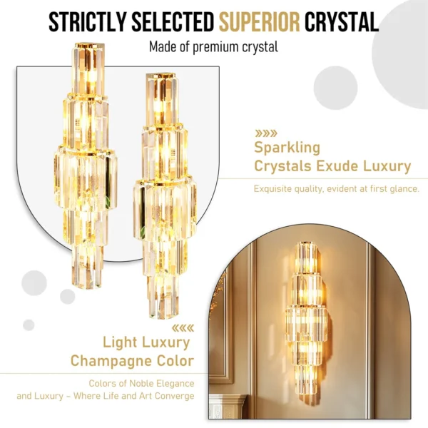 S12ffd12eb6c44082be60bd11926a587fj.webp Modern Crystal Wall Lamp 3-Layer Wall Crystal Sconce Light E14 Led Corn Lights