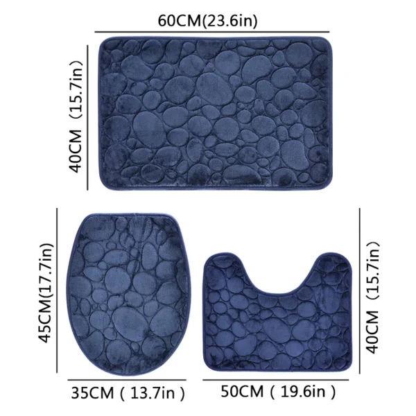 S134ffa8da0034e48a36072d2efd4a9f0Q.webp 1 Set of Solid Color Simple Bathroom Water-absorbing and Non-slip Floor Mat Stone Pattern, Comfortable and Soft, Three-piece Set