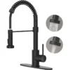 Modern Brushed Nickel Kitchen Faucet - Compact Single Handle, Pull Down Sprayer, 1/3 Holes Adaptable