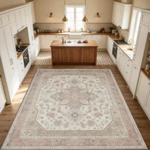 S151d7b3d66664aea84d22e34acc94f0aT.webp Blush Vintage Rug, Soft & Comfortable, All Seasons, Easy to Maintain, Machine Washable