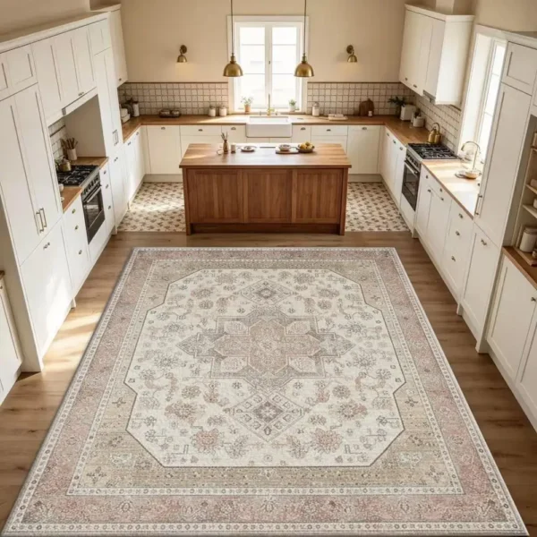Blush Vintage Rug, Soft & Comfortable, All Seasons, Easy to Maintain, Machine Washable