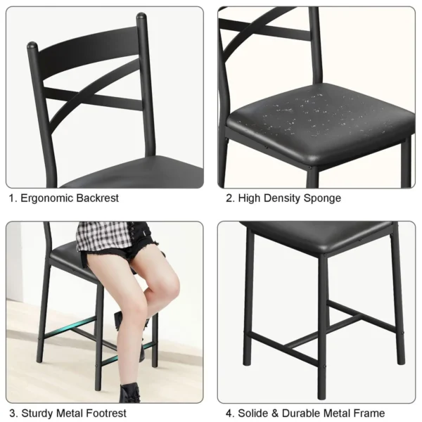Bar Stools Set of 4, Counter Height Bar Chairs with Back and Thick Cushion, 26 Inch