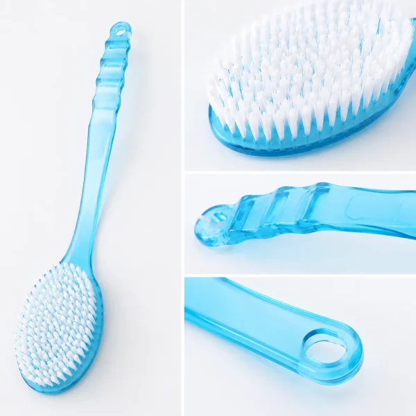 2 In 1 Back Bath Brush Long Handle Shower Exfoliating Scrubber Soft Bristle Body Cleansing Massage Brush
