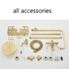 Antique Brass Shower Faucets Set 8'' Rainfall Shower Head Brass Handshower Dual Handle Mixer Tap Rotation Bath Shower Faucet