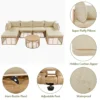 7 Pieces Outdoor Patio Furniture, All-Weather Rattan Sectional Sofa Set with Thick Cushions and Pillows, Freely Combined Conversation Sets for Garden, Backyard