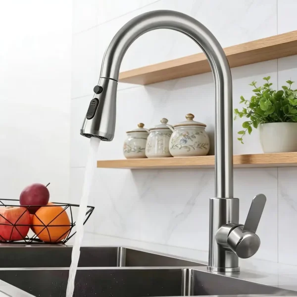 Kitchen Faucets 304 stainless steel Pull Out Kitchen Sink Water Tap Deck Mounted Mixer Stream Sprayer Head Hot Cold Taps