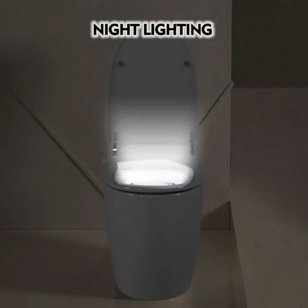 S1c29d7148a7a41edaae9d04728c98684M.webp Heated Seat Smart Toilet, Automatic Flush Tank Less Toilet without Bidet, with Foot sensor Flush, White Night Light, Knob Control, Power Outage Flushing, Soft Close Cover