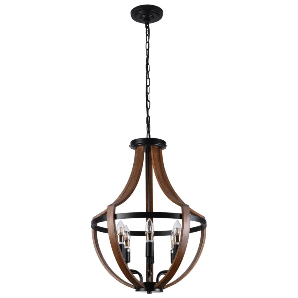 S1cc4876a830345c784755f83b9e0beec6.webp Modern Rustic Wooden Pendant Light Fixture - 17 Inch Diameter - Handmade Natural Wood Kitchen Dining Room Lighting