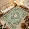 S1cf63c5d48b949ad9e4ba42476a88500t.webp Muted Teal Medallion Rug, Soft & Comfortable, All Seasons, Easy to Maintain, Machine Washable
