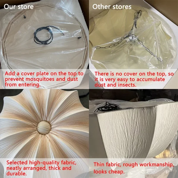 Japanese Wabi Sabi Retro Fabric Pendant Lights Living Dining Room Chandelier Lighting