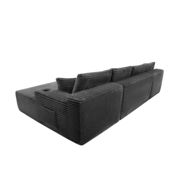 126" Cloud Sectional Sofa with U-Shape Chaise and Side Pockets and Cup holder, Modern Modular Design, Deep Seating, Upholstered