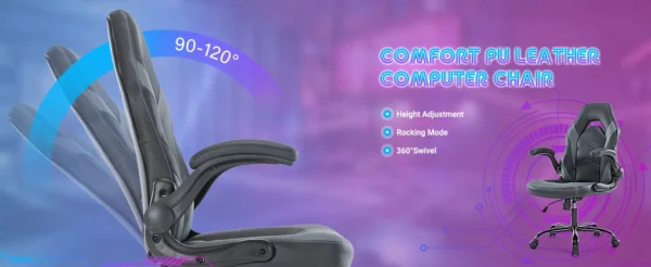 Ergonomic Office Computer Home Gaming Desk Chair Adjustable PU Leather