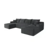 126" Cloud Sectional Sofa with U-Shape Chaise and Side Pockets and Cup holder, Modern Modular Design, Deep Seating, Upholstered