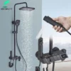 Gun Grey Piano Digital 4 Function Shower Set Bathroom Faucets Hot Cold Waterfall Digtial Display Tap Rainfall Shower System