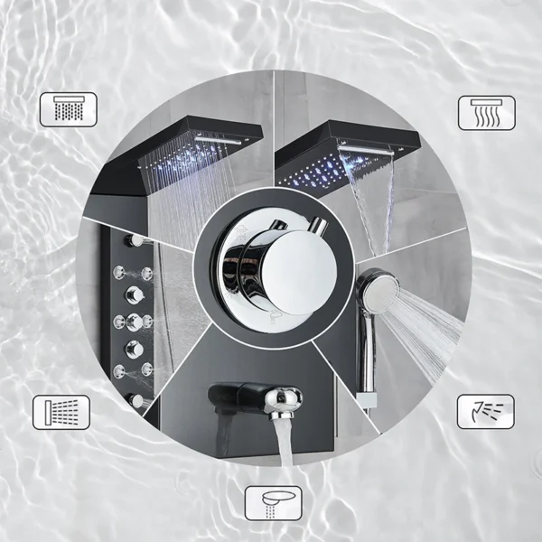 S20d00b7190a0440da83655d93b591f4at.webp LED Shower Panel Waterfall Rain Digital Display Shower Faucet System Set Bathroom Column Mixer With SPA Massage Jet