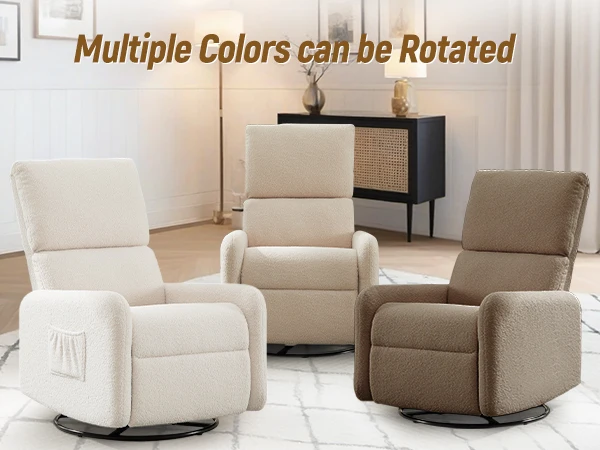 360 Degree Swivel Glider Chair, Rocking Armchair with Side Pocket