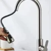 Kitchen Faucet Flexible Pull Out 2 Modes Nozzle Hot Cold Water Mixer Tap Deck Mounted Sprayer and Stream SUS 304 Faucets