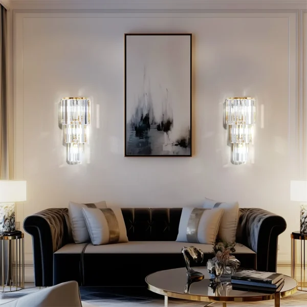 S25b3273ec50e4974a27b0cbc2217ce90l.webp Modern Crystal Wall Lamp 3-Layer Wall Crystal Sconce Light E14 Led Corn Lights