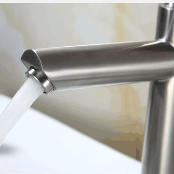 Stainless Steel Single Cold Water Tap Black Basin Fauct Silver Deck Mounted Lengthening and Raising Basin Sink Tap