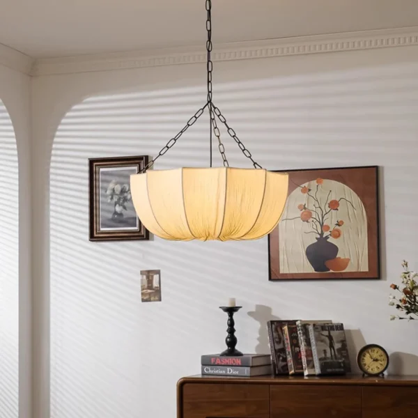Japanese Wabi Sabi Retro Fabric Pendant Lights Living Dining Room Chandelier Lighting